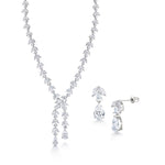 Load image into Gallery viewer, Wedding Teardrop and Marquise AAA Cubic Zirconia Chandelier Design Earrings Necklace Set- 17 Inch Length
