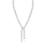 Load image into Gallery viewer, Wedding Teardrop and Marquise AAA Cubic Zirconia Chandelier Design Earrings Necklace Set- 17 Inch Length
