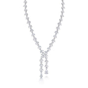 Wedding Teardrop and Marquise AAA Cubic Zirconia Chandelier Design Earrings Necklace Set- 17 Inch Length