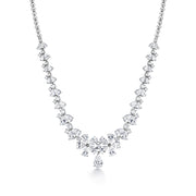 Wedding Teardrop CZ Flower Design Necklace Set- 17 Inch Length, Teardrop Earring And Necklace Set, Brass flower Shape Bridal CZ Jewelry Set