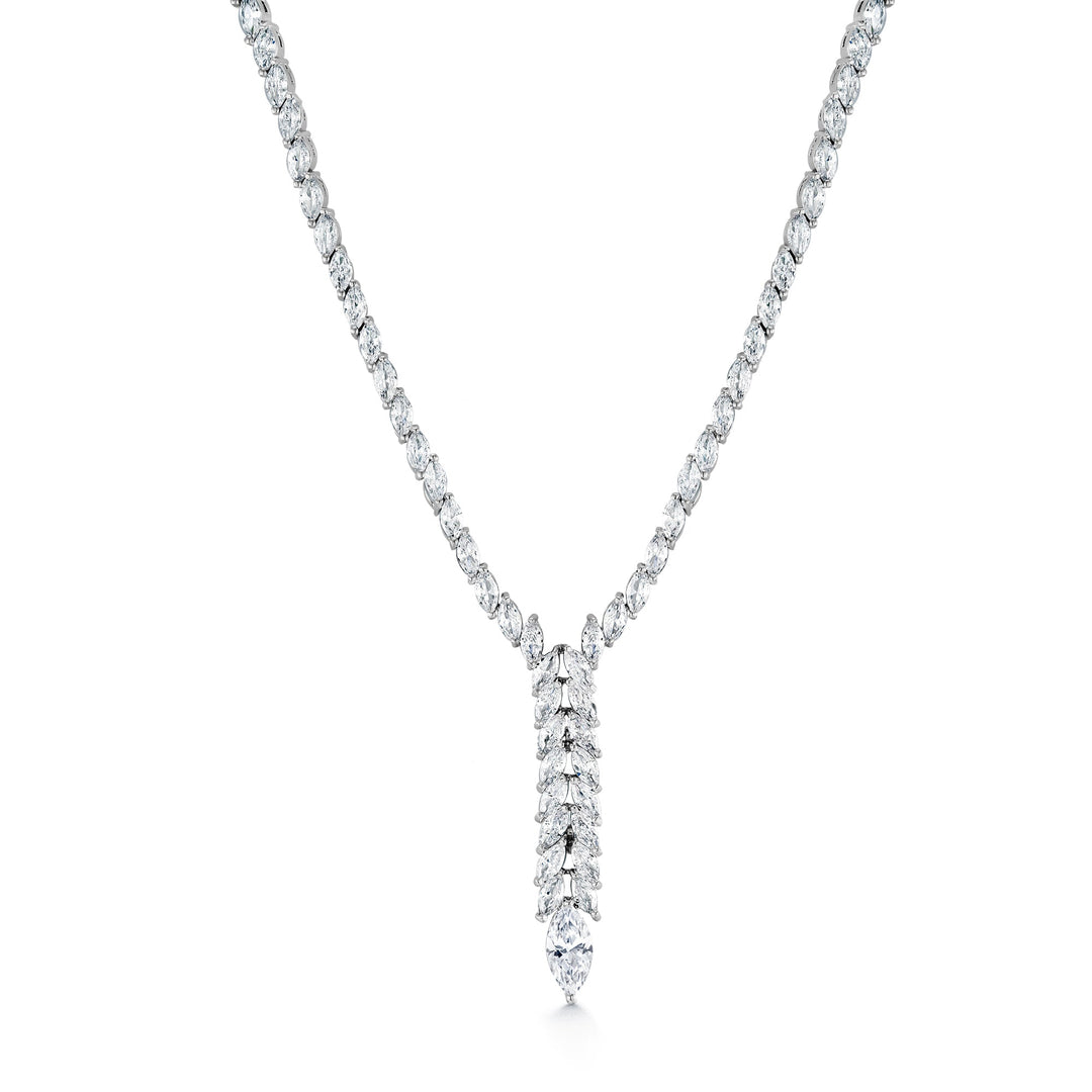 Marquise CZ Wedding Necklace Set- 17 Inch Length