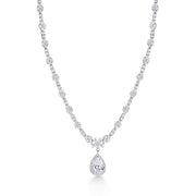 Multi Shape CZ Wedding Necklace Set- 17 Inch Length, Teardrop Earrings, Teardrop CZ Jewelry Set, Cz Wedding Necklace Set, Brass Necklace Set