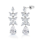 Load image into Gallery viewer, Teardrop CZ Flower Design Necklace Set- 17 Inch Length,  Multi Shape Cz Necklace Set, Wedding Necklace Set, Brass Necklace Set
