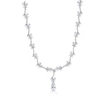 Load image into Gallery viewer, Teardrop CZ Flower Design Necklace Set- 17 Inch Length,  Multi Shape Cz Necklace Set, Wedding Necklace Set, Brass Necklace Set
