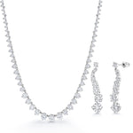 Load image into Gallery viewer, Round Cut AAA Cz Rhodium Plated Tennis Earrings Necklace Set- 17 Inch Length, Wedding Necklace Set, Cz Necklace Set
