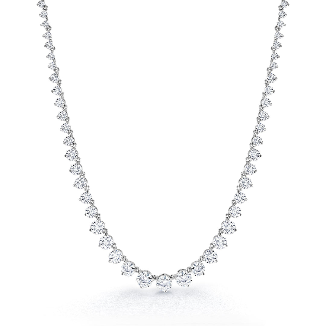 Round Cut AAA Cz Rhodium Plated Tennis Earrings Necklace Set- 17 Inch Length, Wedding Necklace Set, Cz Necklace Set