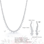 Load image into Gallery viewer, Round Cut AAA Cz Rhodium Plated Tennis Earrings Necklace Set- 17 Inch Length, Wedding Necklace Set, Cz Necklace Set
