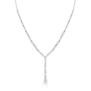 Pear and Marquise Cut AAA Cz Rhodium Plated Necklace Set, Cz Necklace Set, Marquise Cz Necklace Set, Teardrop Cz Necklace Set
