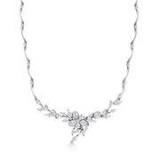 Flower Design Wedding Set- 17 Inch Length, Flower Necklace Set, Wedding Earring Necklace Set