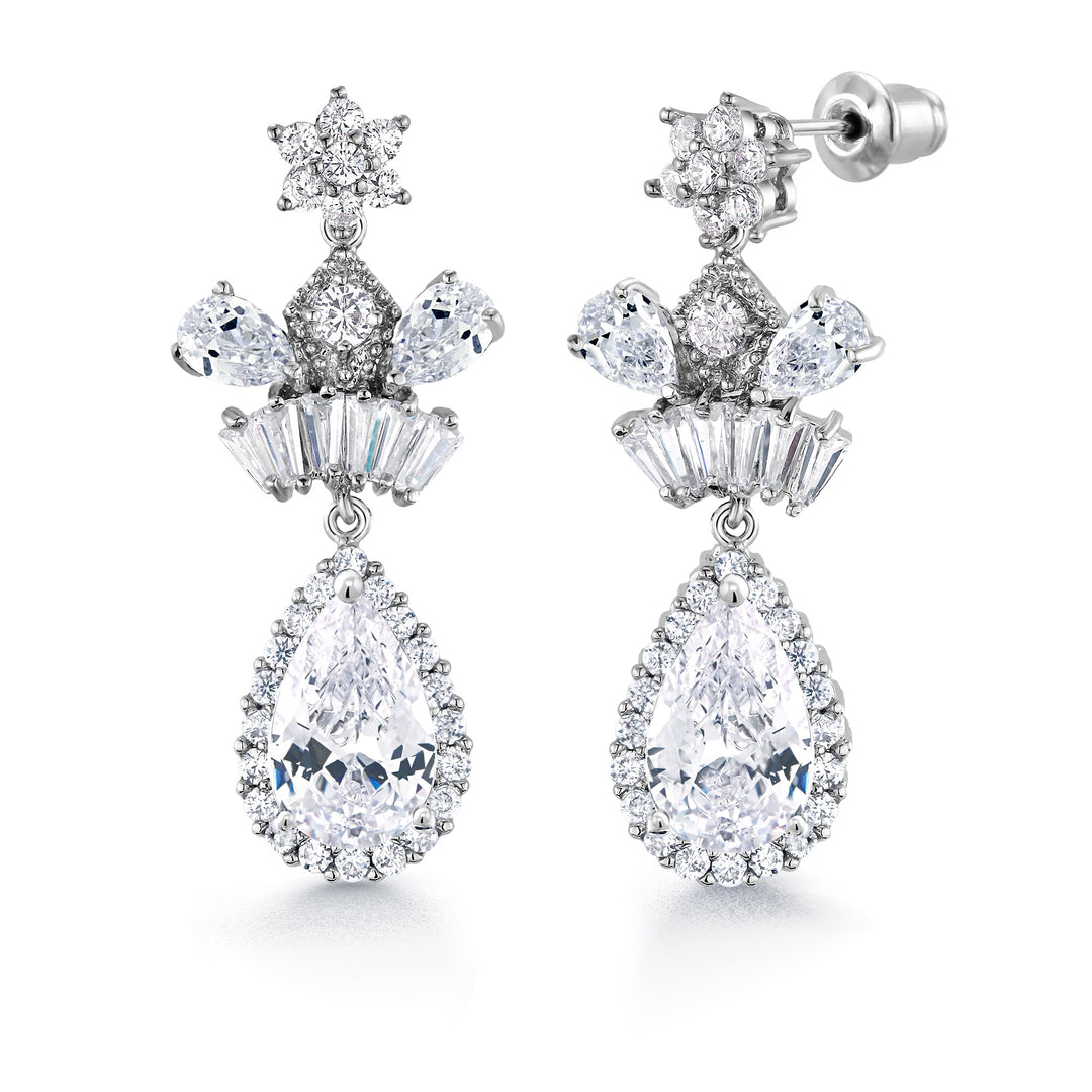 Teardrop  CZ Necklace Set- 18 Inch, Multi Shape Cz Necklace Set, Cz Necklace Set, Wedding Necklace Set