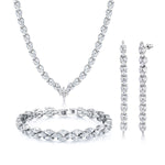 Load image into Gallery viewer, Wedding Necklace Set-17 Inch Length, Marquise Cut AAA Cubic Zirconia Rhodium Plated Necklace Set, Bracelet Earrings and Necklace Set
