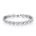 Load image into Gallery viewer, Wedding Necklace Set-17 Inch Length, Marquise Cut AAA Cubic Zirconia Rhodium Plated Necklace Set, Bracelet Earrings and Necklace Set
