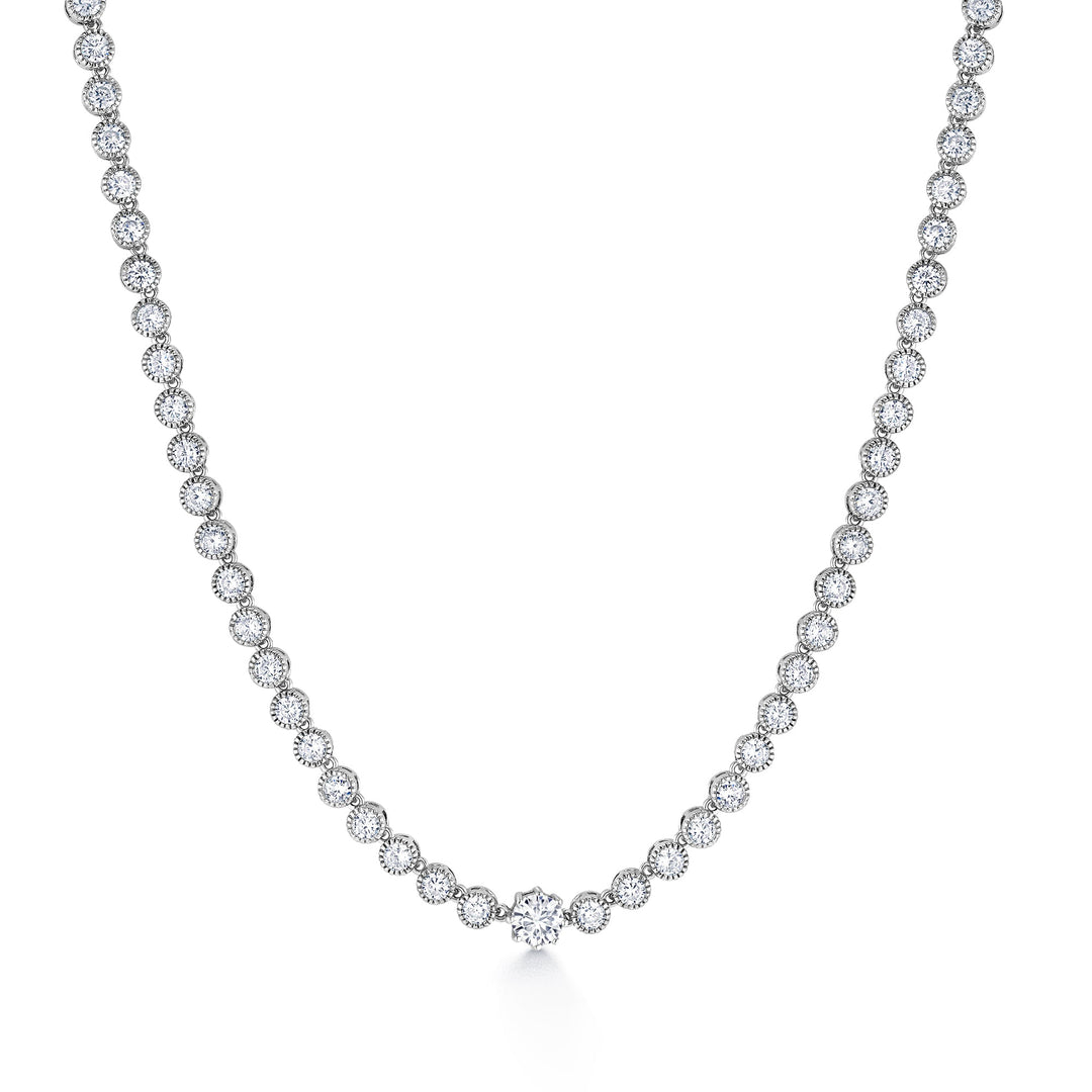 CZ Tennis Necklace Set- 17 Inch Length, Tennis Necklace Set, Cz Necklace Set, Party Wear Necklace Set