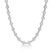 Round Cut  Cz Necklace Set- 16 Inch Length, Flower design Necklace Set, Cz Necklace Set, Wedding Necklace Set