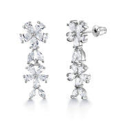 Marquise Cut AAA Cubic Zirconia Flower Choker Style Earrings Necklace Wedding Set- 17 Inch Length