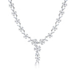 Load image into Gallery viewer, Marquise Cut AAA Cubic Zirconia Flower Choker Style Earrings Necklace Wedding Set- 17 Inch Length

