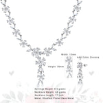 Load image into Gallery viewer, Marquise Cut AAA Cubic Zirconia Flower Choker Style Earrings Necklace Wedding Set- 17 Inch Length
