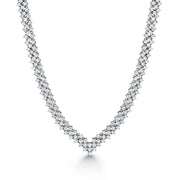 Round AAA Cubic Zirconia 3 Line Necklace Set- 17 Inch Length, Cz Necklace Set, Brass Wedding Necklace Set, Bridal Cz Necklace Set