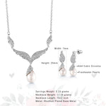 Load image into Gallery viewer, Freshwater Cultural Pearl Angel Wings Earrings Necklace Set -16+2 Inch Extender Chain length, Angel Wings Earrings Necklace Set, Pearl And CZ Necklace Set
