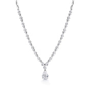 Pear Shape CZ Eternity Tennis Necklace Earrings Wedding Set- 17 Inch, Pear Shape CZ  Necklace  Set, Cz Necklace Set