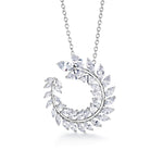Load image into Gallery viewer, Marquise CZ Fern Design  Pendant And Earring Set- 16+2 Inch Chain, Circle Fern Pendant Set, Marquise CZ Pendant Set, Brass Pendant Set
