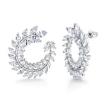 Load image into Gallery viewer, Marquise CZ Fern Design  Pendant And Earring Set- 16+2 Inch Chain, Circle Fern Pendant Set, Marquise CZ Pendant Set, Brass Pendant Set
