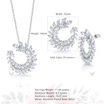 Load image into Gallery viewer, Marquise CZ Fern Design  Pendant And Earring Set- 16+2 Inch Chain, Circle Fern Pendant Set, Marquise CZ Pendant Set, Brass Pendant Set
