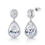 Load image into Gallery viewer, Pear and Oval CZ Halo Pendant Set- 16+2 Inch Chain,  Halo Pendant Set, Cz Pendant And Earrings Set, Water Drop Pendant Set, Rain Drop Pendant Set, Tear Drop Pendant Set
