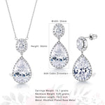 Load image into Gallery viewer, Pear and Oval CZ Halo Pendant Set- 16+2 Inch Chain,  Halo Pendant Set, Cz Pendant And Earrings Set, Water Drop Pendant Set, Rain Drop Pendant Set, Tear Drop Pendant Set
