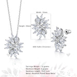 Load image into Gallery viewer, Marquise CZ Floral Pendant Earring Set 16+2 Inch Chain,  Flower Design Jewelry Set, Marquise Cz Pendant Set, Brass Pendant Set, Cz Pendant Set

