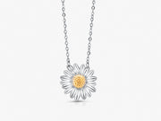 925 Sterling Silver Sunflower Earrings And Necklace Set- 16+2 Length,  Sunflower Designs Necklace, Flower Necklace Set