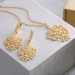 Load image into Gallery viewer, 925 Sterling Silver Olive Leaf Gold Plated Silver Necklace Set, Olive Leaf Gold Plated Silver Necklace Sets, Olive Leaf Necklace Sets, Silver Olive Leaf Jewelry
