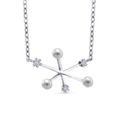 925 Sterling Silver Pearl And CZ Necklace Set, Pearl CZ Earring Necklace Set, Silver Pearl Necklace Earring Set, Pearl Jewelry