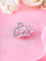 Marquise AAA Cubic Zirconia Swan Rhodium Plated Brooch, Swan Brooch, Cz Brooch, Cz Swan Brooch
