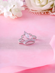 Rhodium Plated Crown Brooch Pins with Marquise Cut AAA Cubic Zirconia, Cz Tiara Brooch, Perfect For Any Occasion