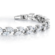 Marquise CZ Rhodium Plated Tennis Bracelet, Marquise Cz Bracelet, Cz Bracelet