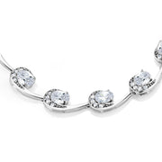 AAA Cubic Zirconia Rhodium Plated Tennis Bracelet, Oval Shape Cz Bracelet, Cz Bracelet