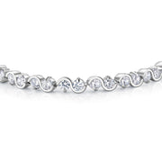 Round CZ Rhodium Plated Haft Bezel Tennis Bracelet, Cz Bracelet, Casual Bracelet, Brass Bracelet