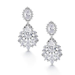 Load image into Gallery viewer, Wedding Multi Shape CZ Dangle Earrings, Teardrop Earrings, Flower Shape Cz Earrings, Halo Earrings, Dangle Earrings, Drop Earrings, Marquise Earrings
