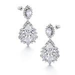 Load image into Gallery viewer, Wedding Multi Shape CZ Dangle Earrings, Teardrop Earrings, Flower Shape Cz Earrings, Halo Earrings, Dangle Earrings, Drop Earrings, Marquise Earrings
