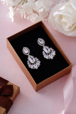 Load image into Gallery viewer, Wedding Multi Shape CZ Dangle Earrings, Teardrop Earrings, Flower Shape Cz Earrings, Halo Earrings, Dangle Earrings, Drop Earrings, Marquise Earrings
