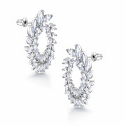 Marquise CZ Fern Design Circle Bridal Earrings, Wedding Fern CZ Earrings, Plant Cz Earrings, Circle Earrings, Pushback Earrings, Cz Earrings. This earrings is perfect for any ocassion.