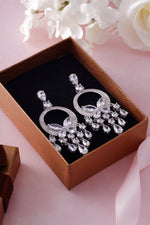 Load image into Gallery viewer, Wedding Teardrop Chandelier with Marquise CZ Dangle Earrings, Victorian Style Bridal CZ Earrings, Best for Brides and Bridesmaid. Best Gift for for Bridal, Wedding, Prom
