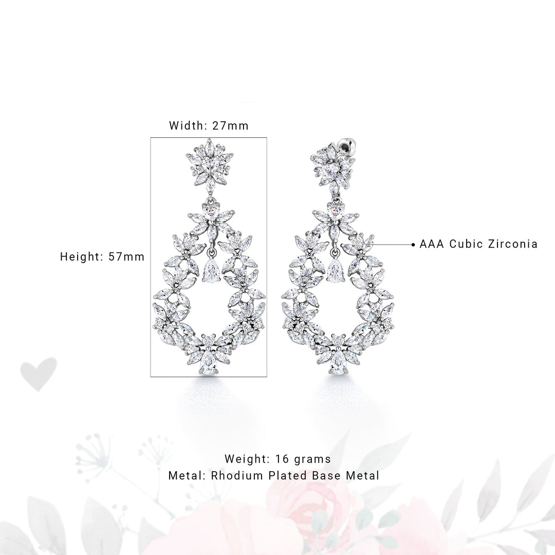 Wedding Marquise CZ Victorian Style Dangle Earringss, Bridal Earrings, Elegant Wedding CZ Earrings, Best Earrings for Brides and Braidesmaid. Best Gift for for Bridal, Wedding, Prom,Bridesmaids