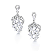 Pear Shape AAA Cubic Zirconia Rhodium Plated Dangle Earrings, Cz Dangle Earrings, Multi shape Cz Earrings