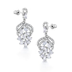 Load image into Gallery viewer, Pear Shape AAA Cubic Zirconia Rhodium Plated Dangle Earrings, Cz Dangle Earrings, Multi shape Cz Earrings
