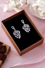 Load image into Gallery viewer, Pear Shape AAA Cubic Zirconia Rhodium Plated Dangle Earrings, Cz Dangle Earrings, Multi shape Cz Earrings
