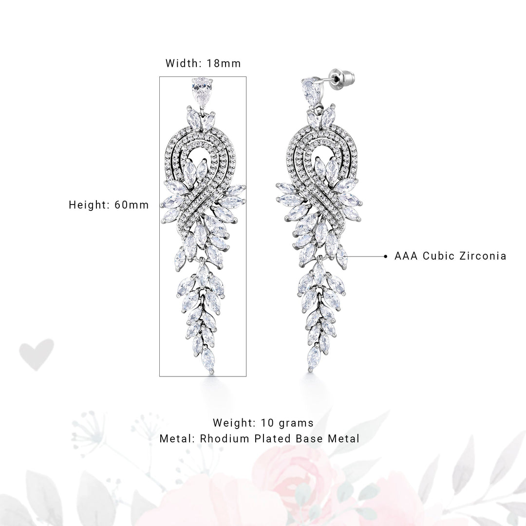 Victorian Style Lace Marquise CZ Vintage Earrings, Chandelier Design Earrings, Cz Dangle Earrings, Cz Earrings