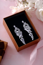 Load image into Gallery viewer, Victorian Style Lace Marquise CZ Vintage Earrings, Chandelier Design Earrings, Cz Dangle Earrings, Cz Earrings
