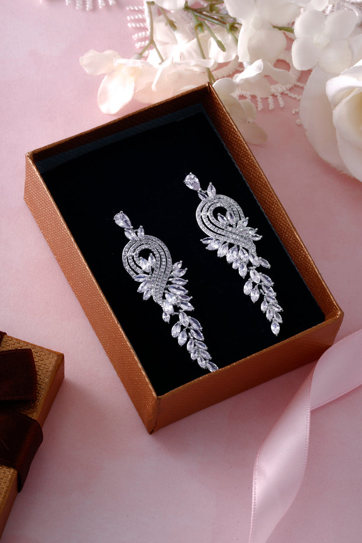 Victorian Style Lace Marquise CZ Vintage Earrings, Chandelier Design Earrings, Cz Dangle Earrings, Cz Earrings